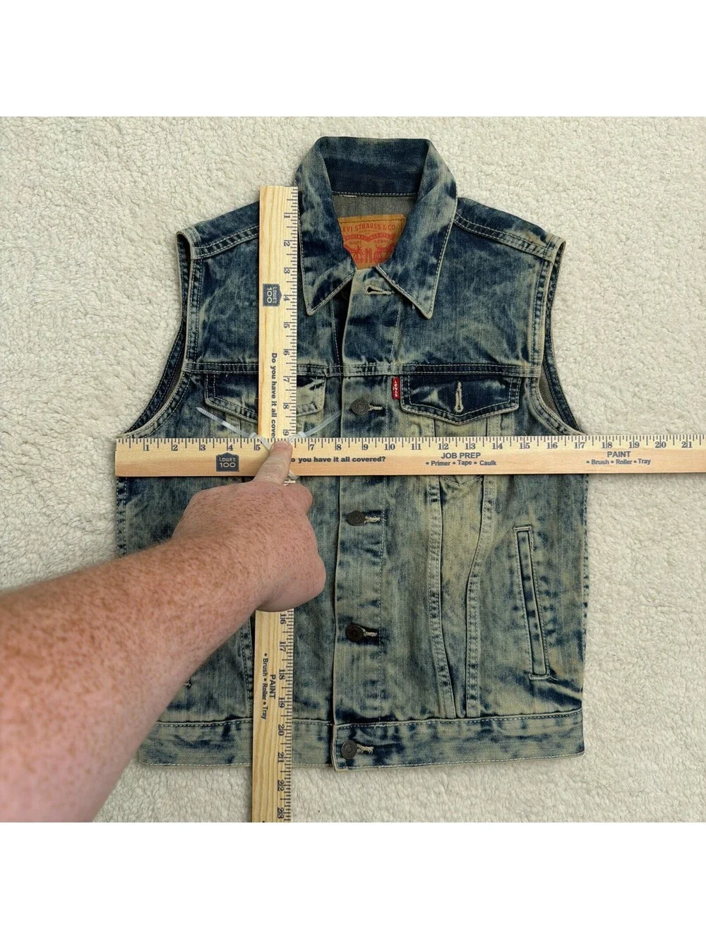 Levi's Kids Denim Vest Acid Wash Size M 10-12 Years Trucker Sleeveless Jacket